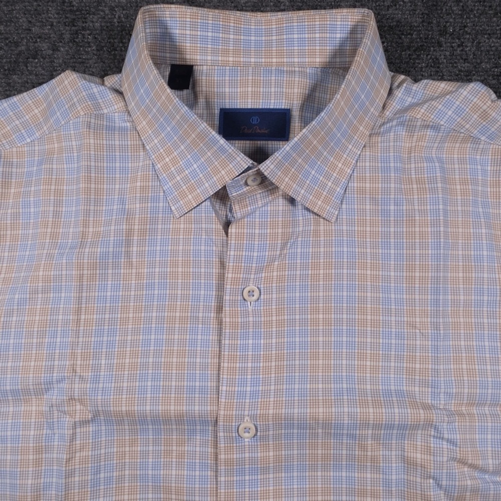 David Donahue Shirt Mens XL Plaid Long Sleeve Chest Pocket Button Up